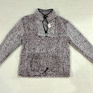 Victoria’s Secret PINK quarter zip Sherpa pullover with drawstring. NWT